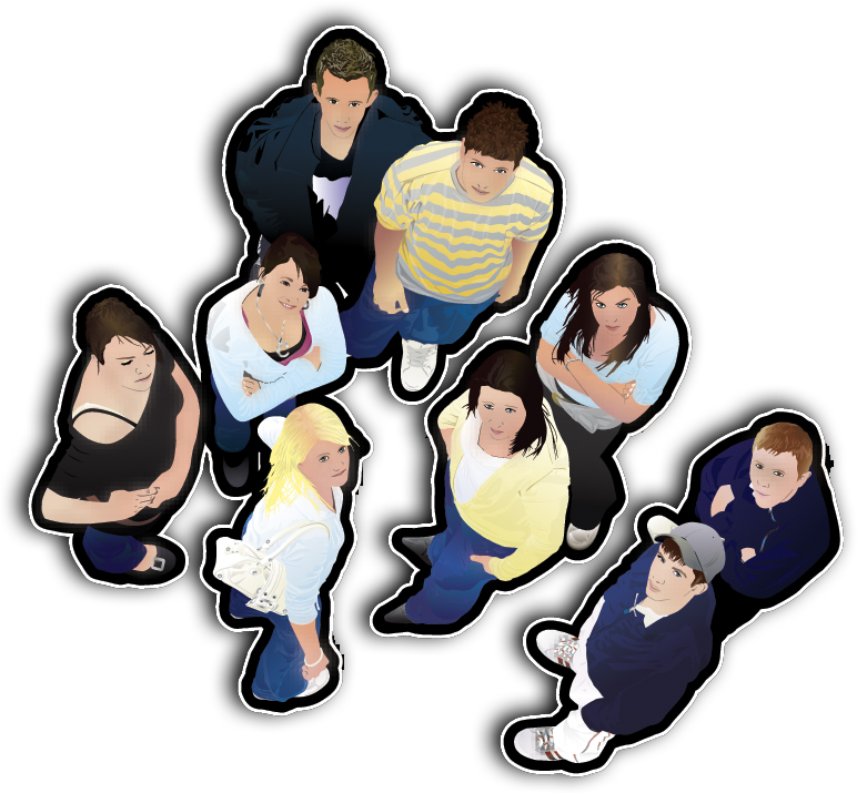 An illustration of a group of young teens and soon to be teens.