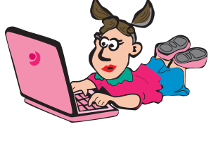 A girl lying on the floor using a laptop