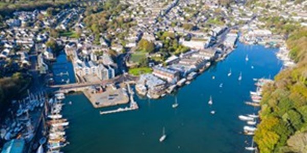 Aerial view of Falmouth harbour