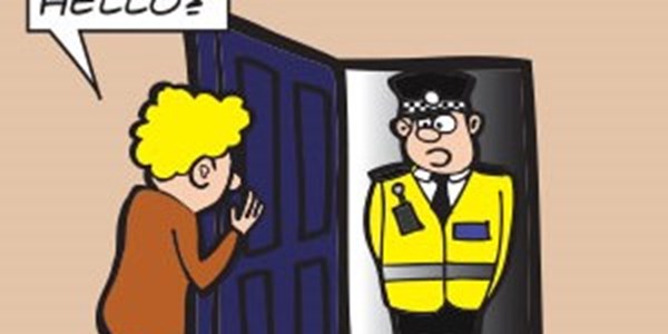 Police Officer at the door